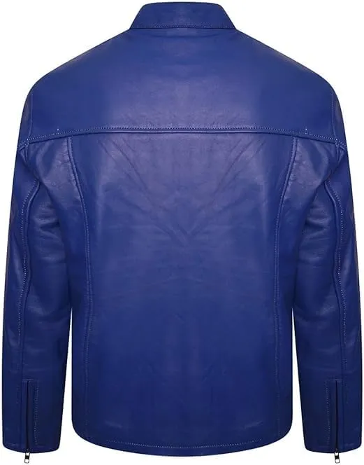 Mens Steve McQueen Jacket Le Mans Multi Colors Gulf Stripes Racing Biker Leather Jacket