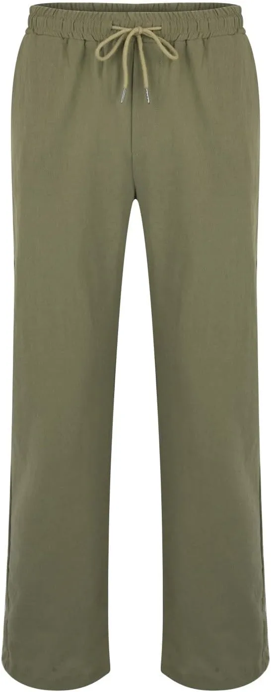 Mens Summer Cropped Pants Casual Elastic Waist Slim Fit Ankle Length Trousers with Pockets Stretch Drawstring Sweatpants