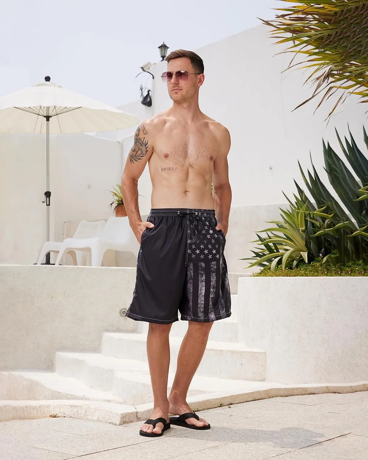 Mens Swim Trunks Quick Dry Board Shorts with Mesh Lining, Breathable Surf Beach Shorts Swimwear Bathing Suits