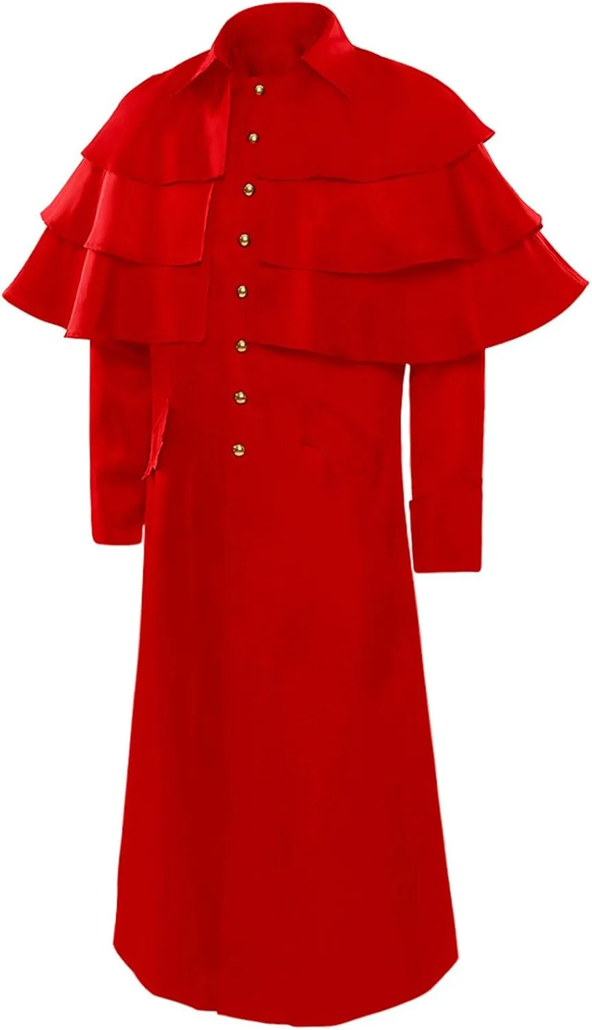Mens Vampire Halloween Costume Retro Gothic Victorian Steampunk Jacket Pastor Cloak Coat Cosplay Stage Costume