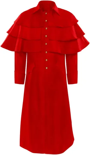 Mens Vampire Halloween Costume Retro Gothic Victorian Steampunk Jacket Pastor Cloak Coat Cosplay Stage Costume