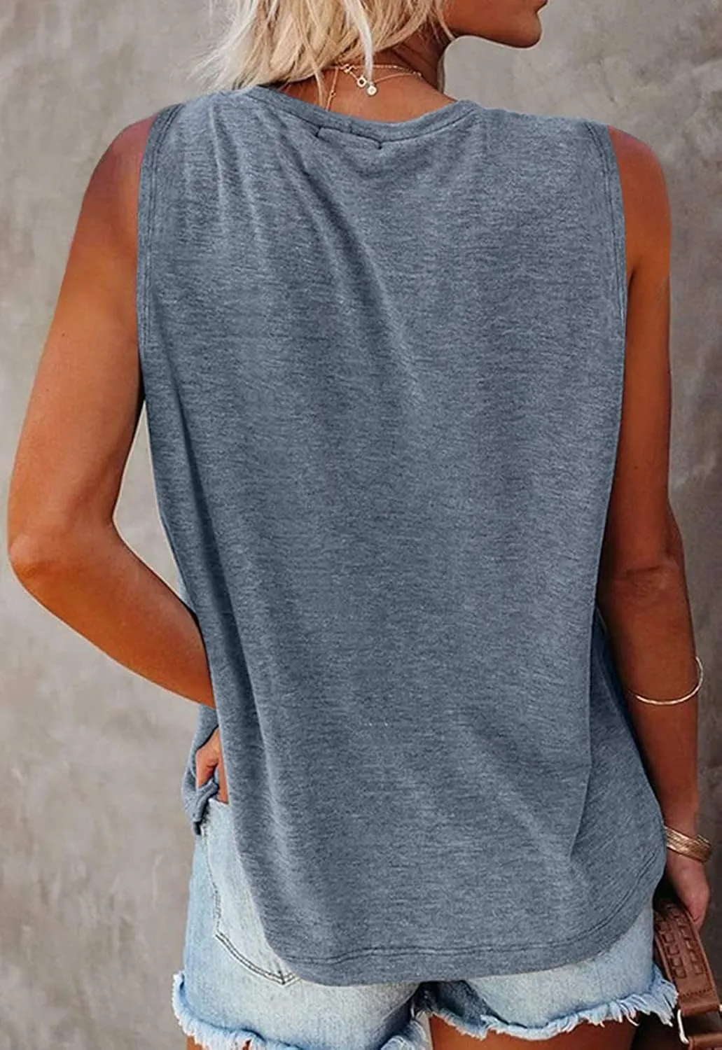 MIROL Women's Sleeveless Tank Tops 2025 Basic Loose Tunic T Shirts Batwing Sleeve Solid Color Casual Tee with Pocket