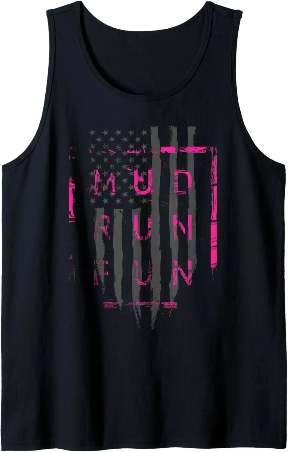 Mud Run Fun USA FLAG PINK Mudder Trail Running and Mudding Tank Top