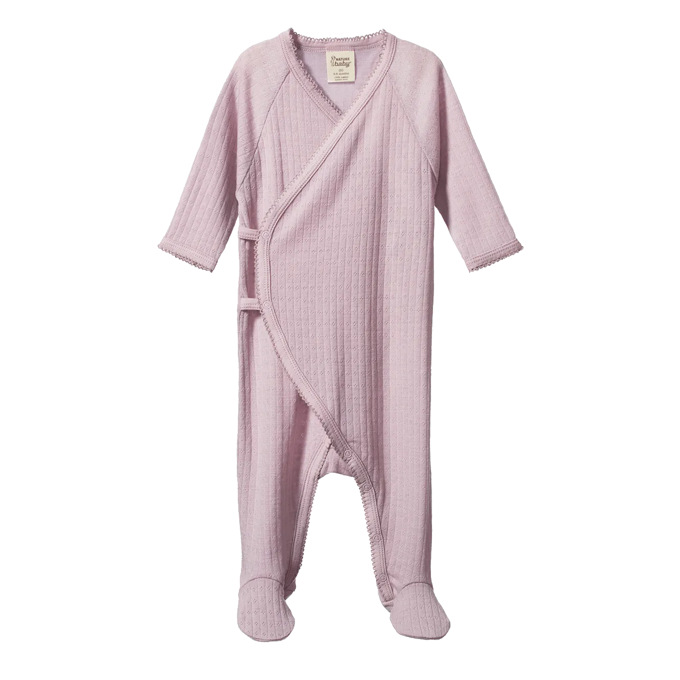 Nature Baby Merino Kimono Stretch & Grow Pointelle - Lilac