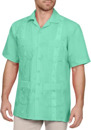 NE PEOPLE Men's Short Sleeve Cuban Guayabera Button Down Shirts Top S-4XL