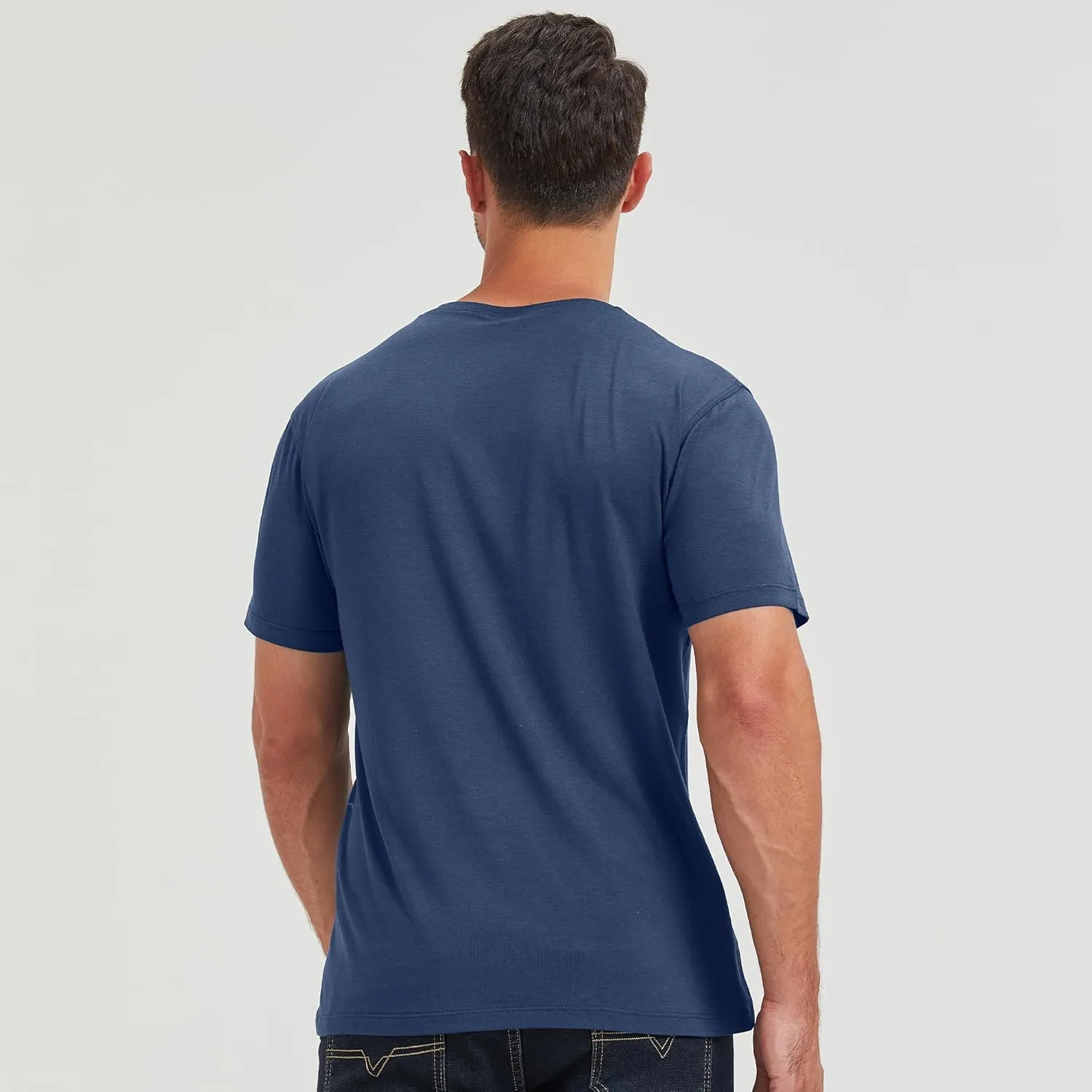 netdraw Men's Ultra-Soft Viscose Bamboo Undershirt Crew Neck Moisture Wicking T-Shirt Short Sleeve Casual Dressy Cotton Tee
