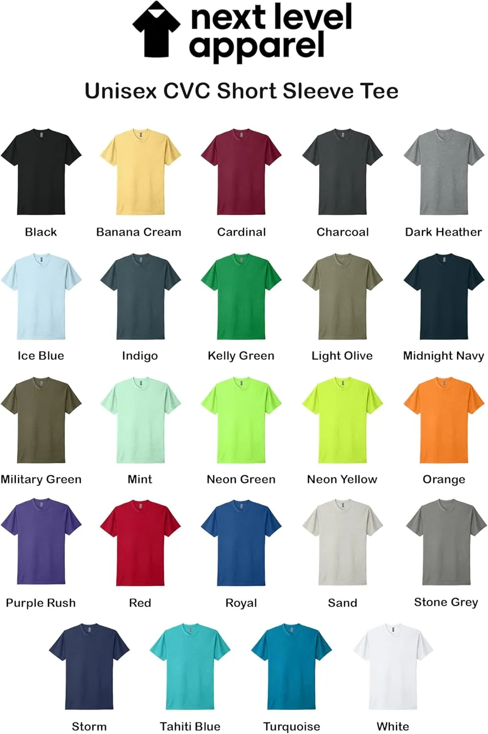Next Level Apparel 6210 Men's T-Shirts, Pack of Unisex CVC Cotton Blend Bulk Undershirt  Custom Color Set Remera para Hombre