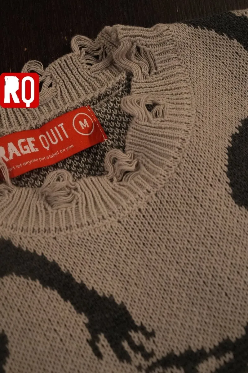 Nordic Dragon symbol distressed sweater
