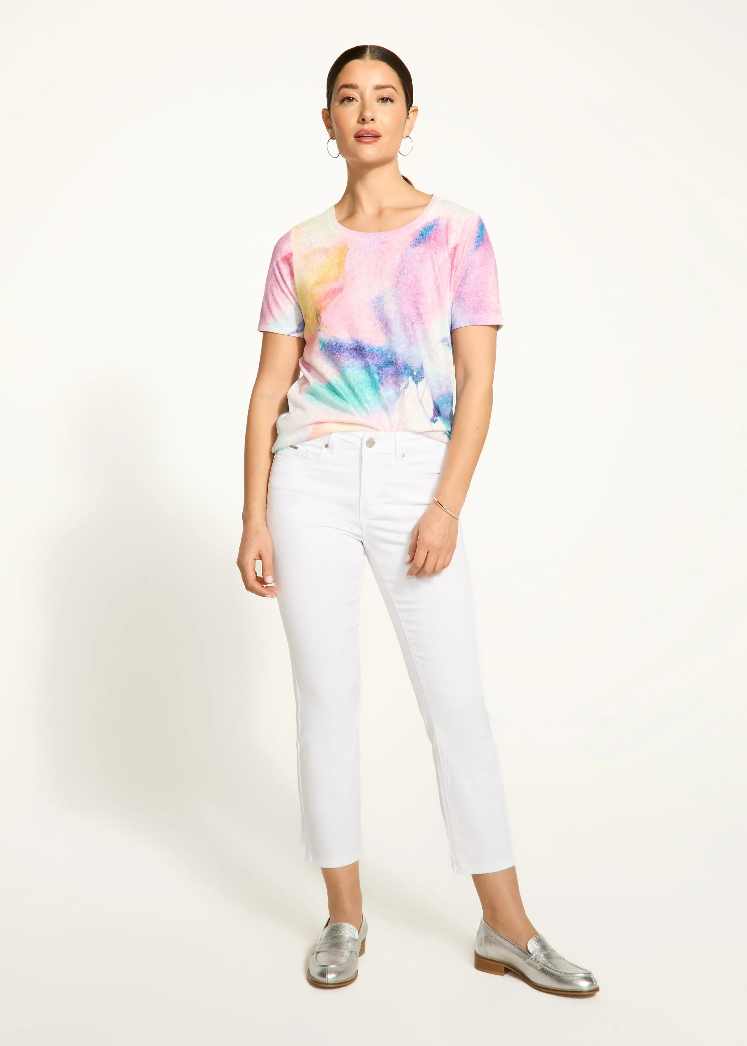 Olivia Boot Crop Denim, White