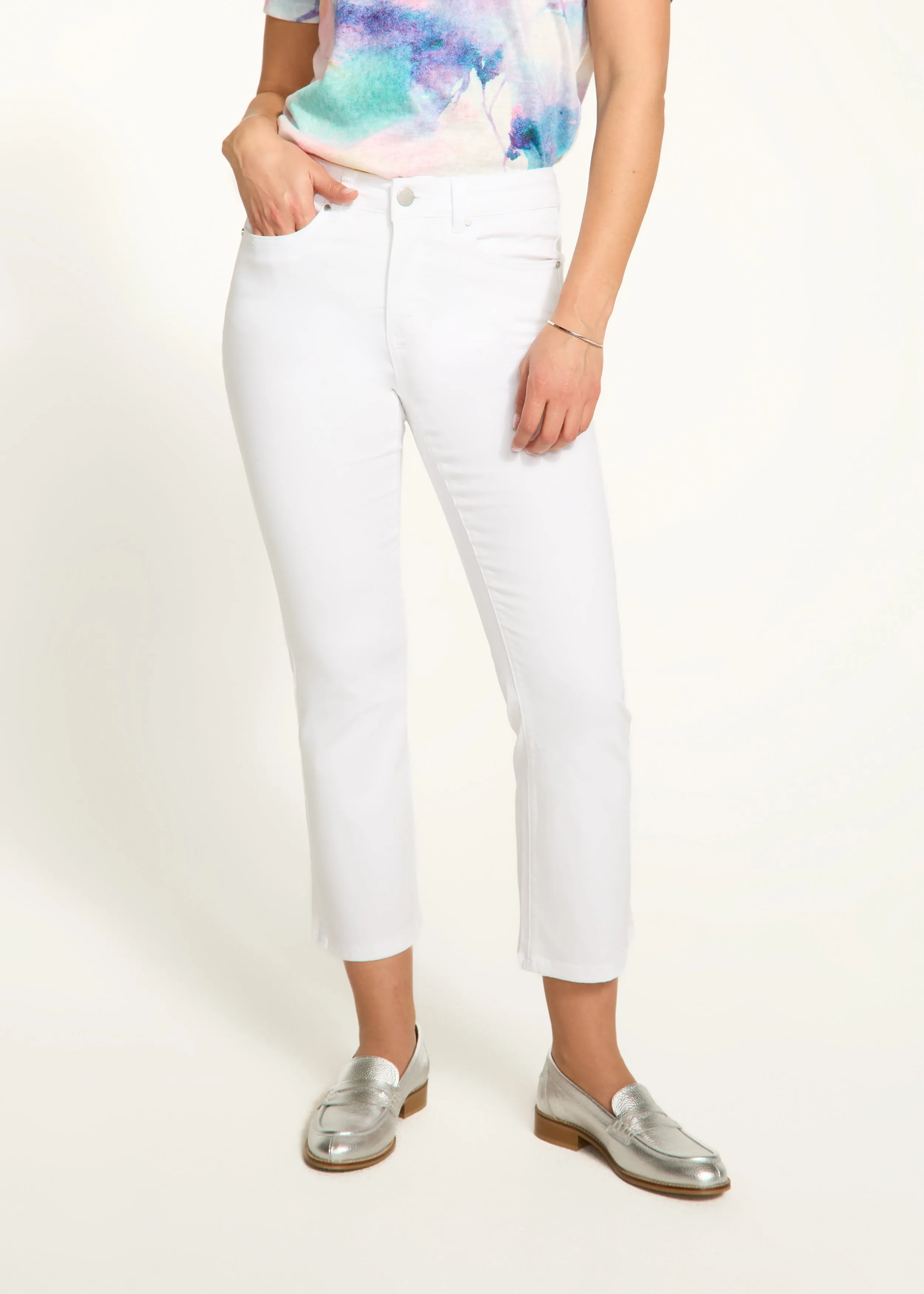 Olivia Boot Crop Denim, White