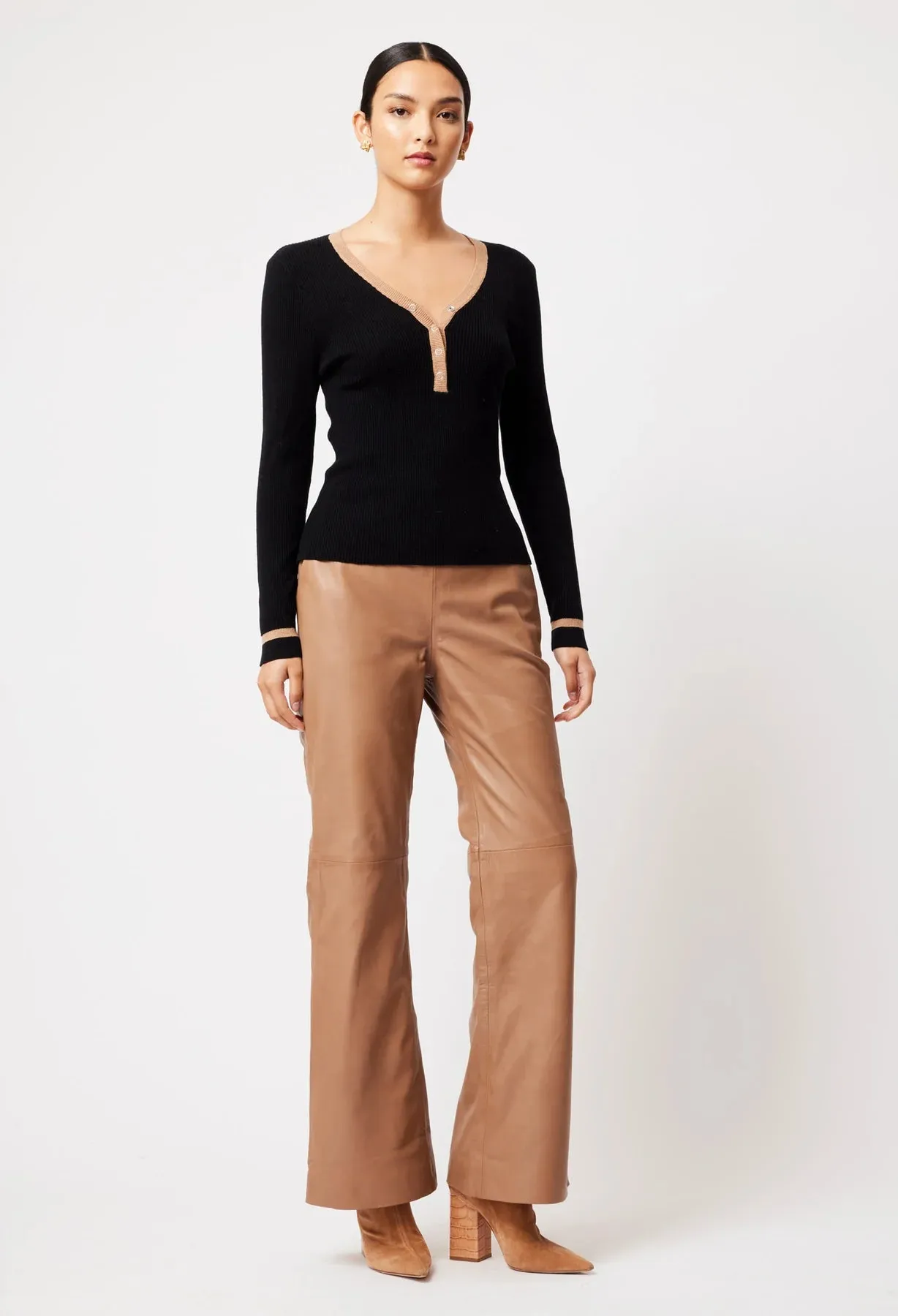 Once Was - Nova Merino Knit - Black/Husk
