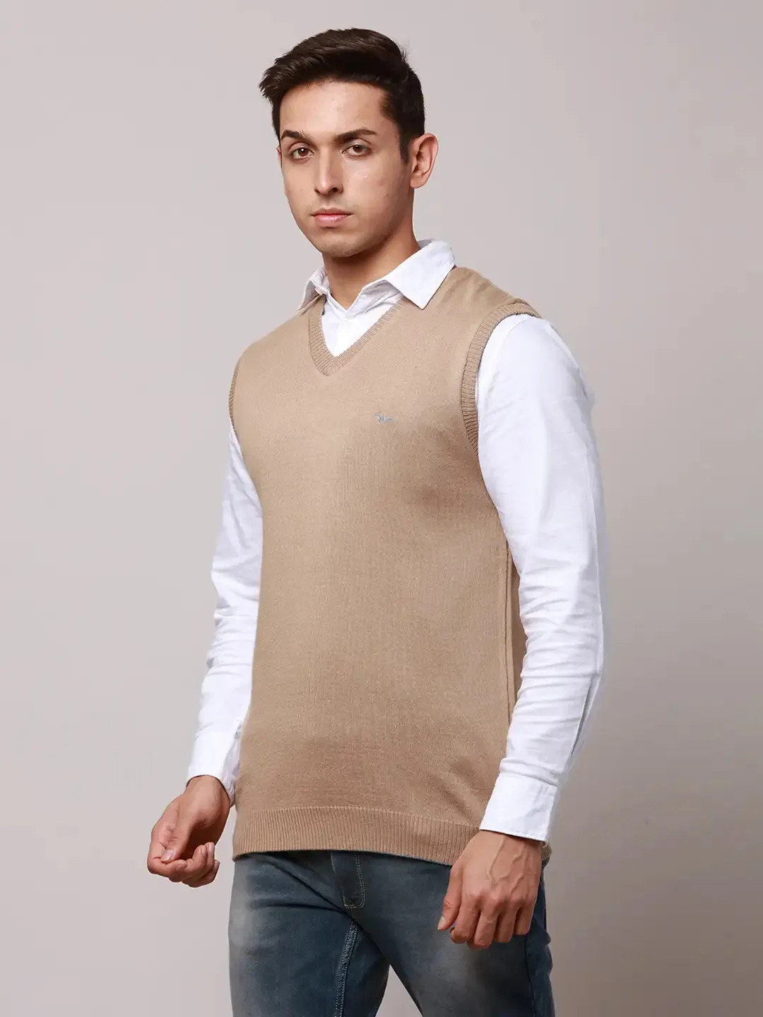Park Avenue Men Fawn Regular Fit Solid Cotton Pullovers