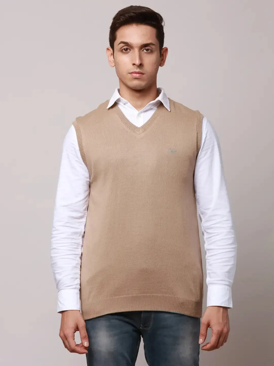 Park Avenue Men Fawn Regular Fit Solid Cotton Pullovers