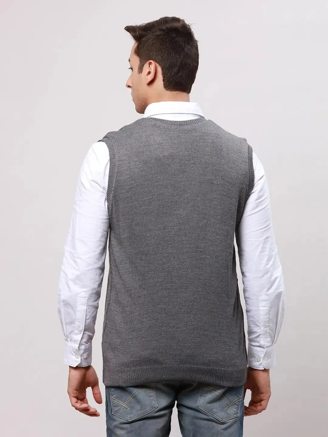 Park Avenue Men Grey Regular Fit Solid Cotton Pullovers