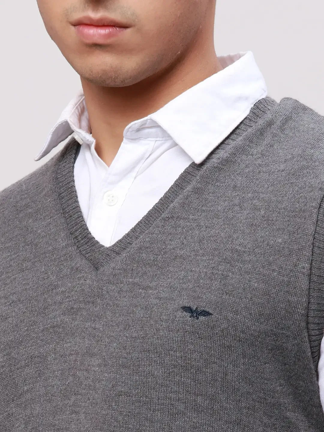 Park Avenue Men Grey Regular Fit Solid Cotton Pullovers