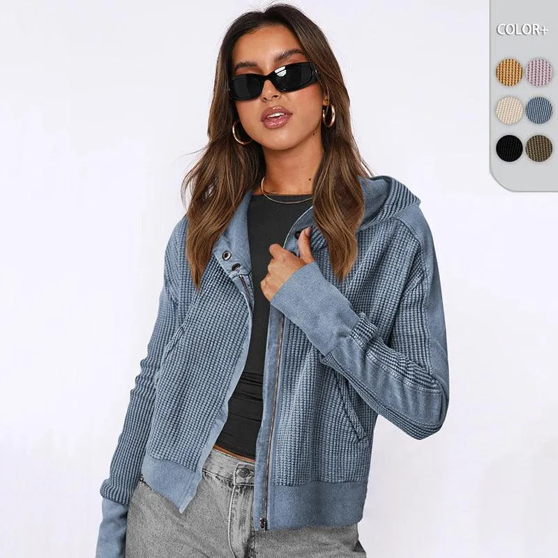 Patchwork Zipper Cardigan