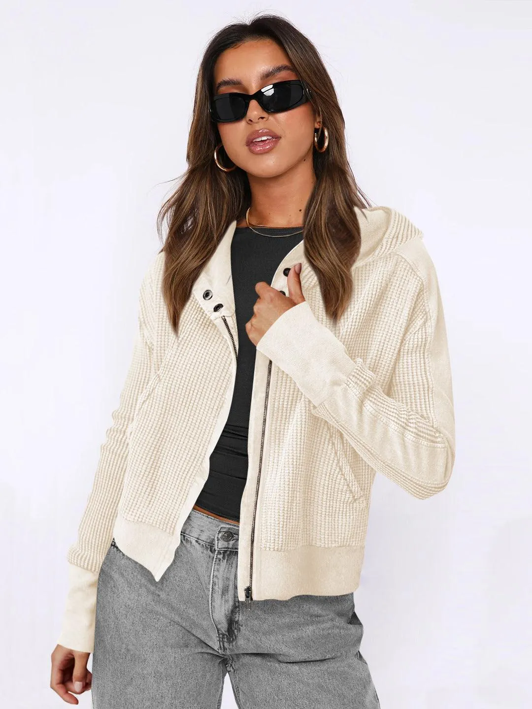 Patchwork Zipper Cardigan