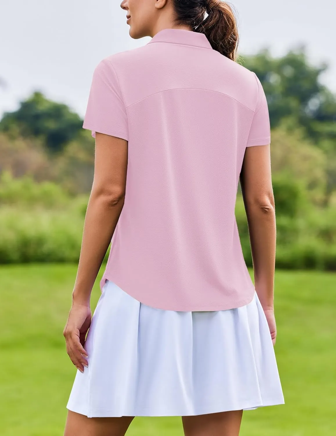 PINSPARK Womens Golf Shirt Zip Up Polo UPF 50  Sun Protection Collared Shirts Quick Dry Short Sleeve Tennis Athletic Top