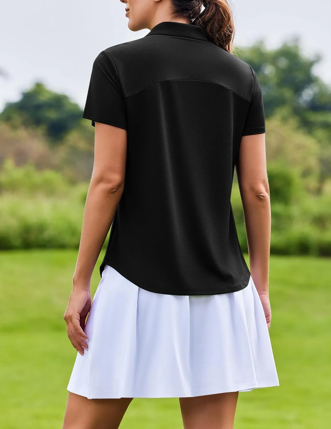 PINSPARK Womens Golf Shirt Zip Up Polo UPF 50  Sun Protection Collared Shirts Quick Dry Short Sleeve Tennis Athletic Top