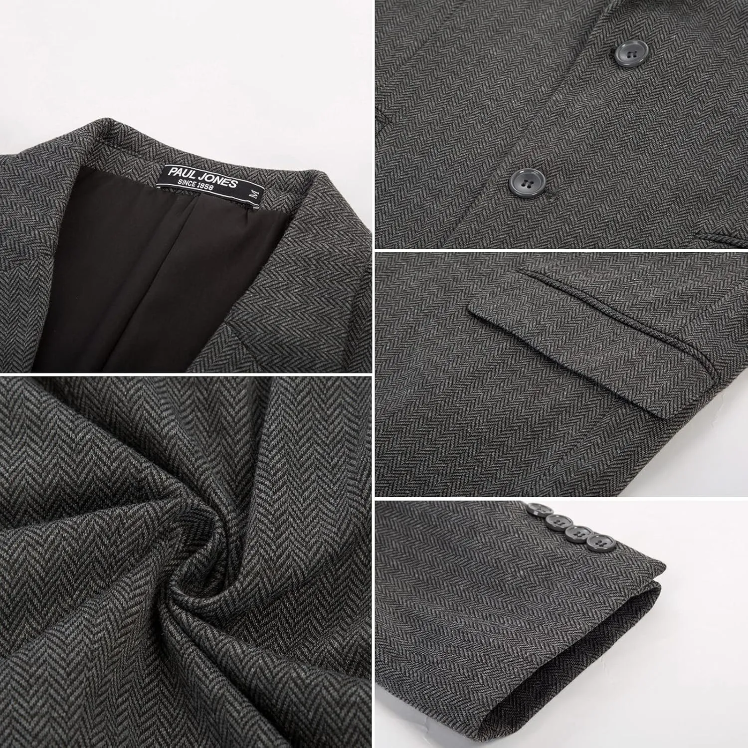 PJ Paul Jones Men's Herringbone Blazer Jacket Lightweight Casual Knit Sport Coat