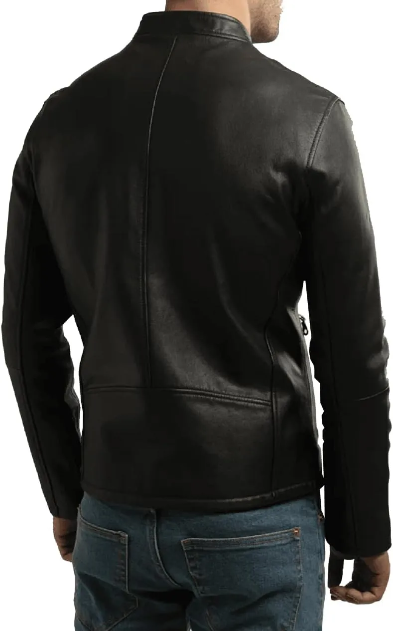 Premium Leather Jacket Men Old School Classic Style Everyday Wear Real Lambskin Mens Black Leather Jacket