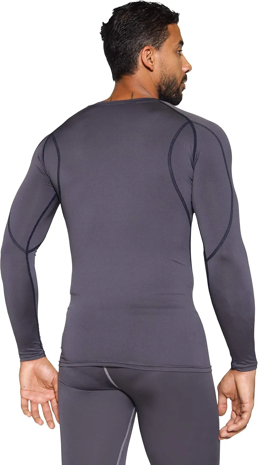 Real Essentials 4 Pack: Men's Compression Long-Sleeve T-Shirt Athletic Cold Weather Baselayer (Available in Big & Tall)