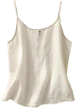 Retro Embroidered Cotton and Linen Small Camisole Women's Summer Inner Sleeveless Bottoming Vest top