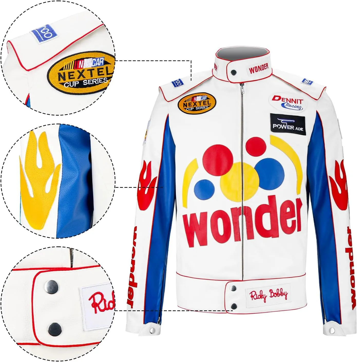 Ricky Bobby Racing Leather Jacket Adult Men Talladega Nights Wonder Halloween Costume Bomber Leather Jacket