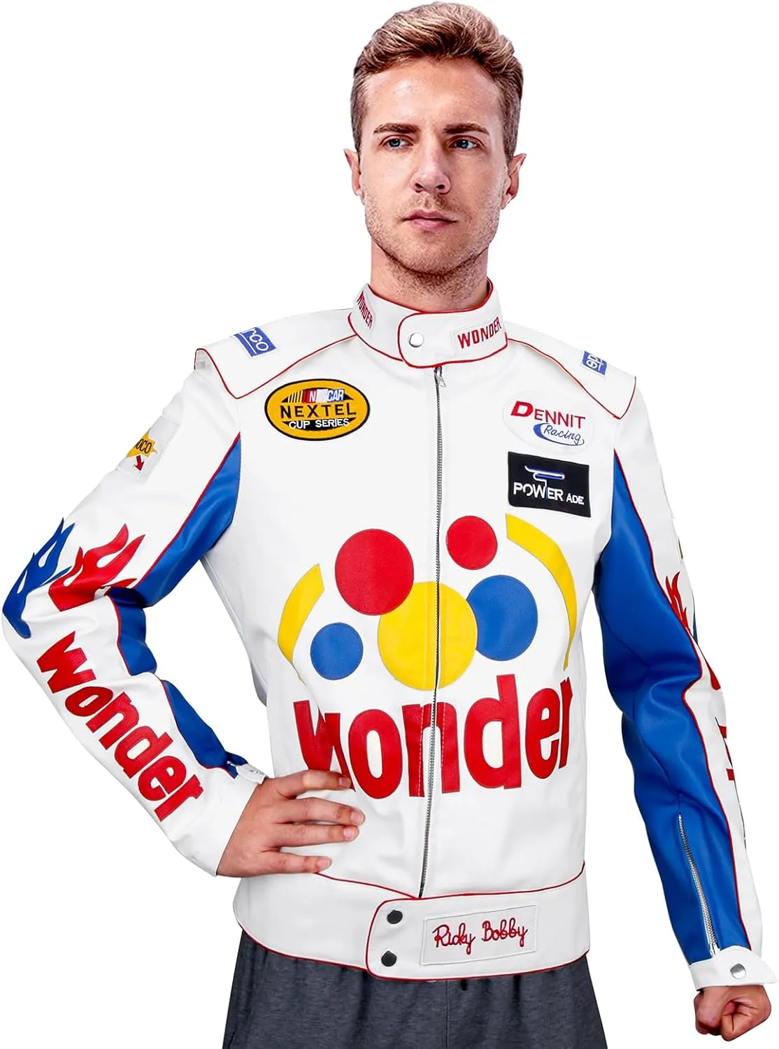 Ricky Bobby Racing Leather Jacket Adult Men Talladega Nights Wonder Halloween Costume Bomber Leather Jacket