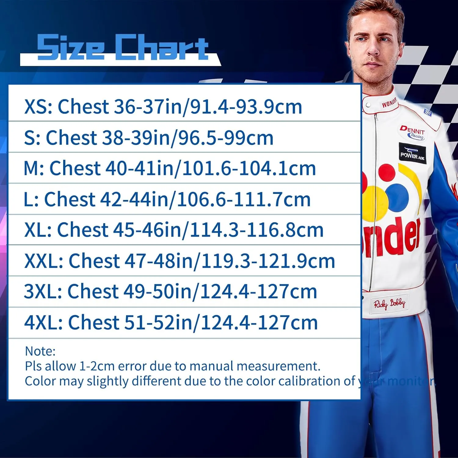 Ricky Bobby Racing Leather Jacket Adult Men Talladega Nights Wonder Halloween Costume Bomber Leather Jacket