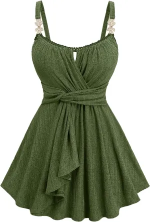 ROSE GAL Rosegal Women Plus Size Casual Summer Sleeveless Blouse Flowy Tank Top