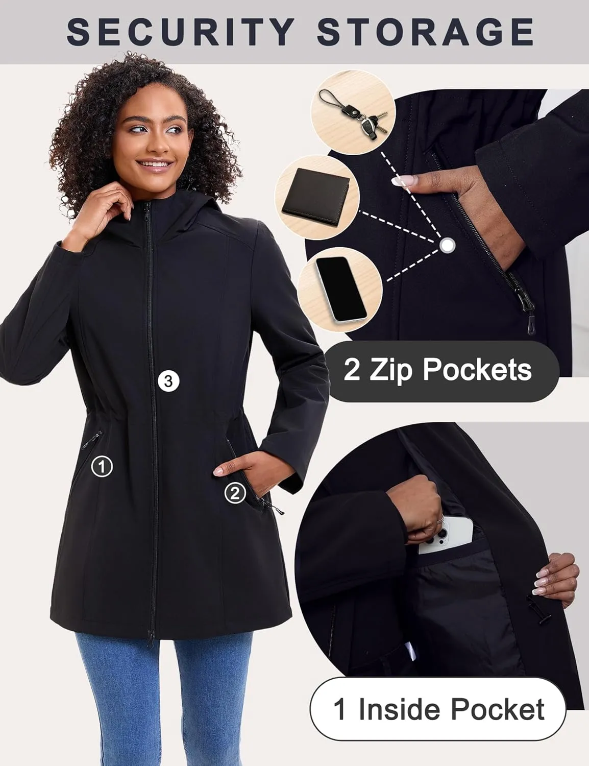 ROYAL MATRIX Women's Waterproof Rain Jacket Lightweight Hooded Breathable Windbreaker Softshell Jacket