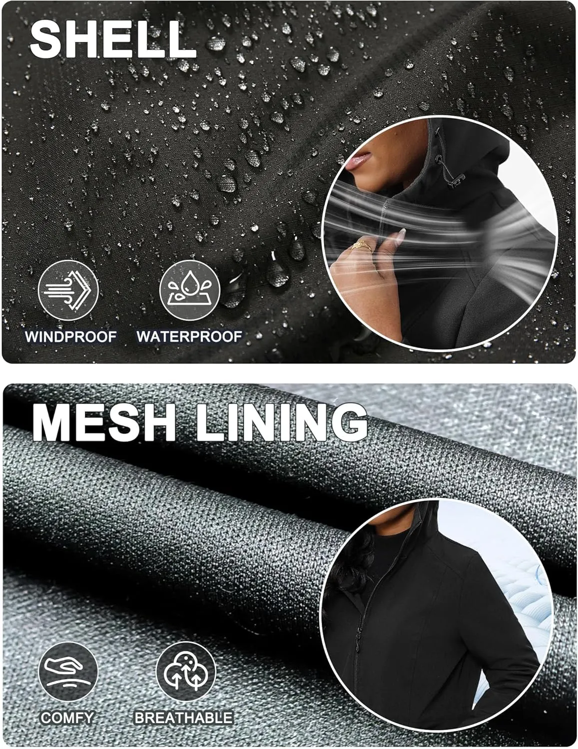 ROYAL MATRIX Women's Waterproof Rain Jacket Lightweight Hooded Breathable Windbreaker Softshell Jacket