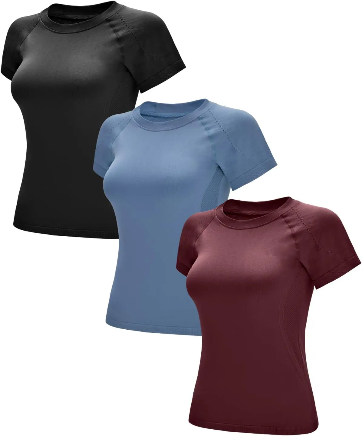 RUNNING GIRL Seamless Workout Shirts for WomenShort Sleeve T-Shirt Stretch Tees Quick Dry Gym Athletic Tops