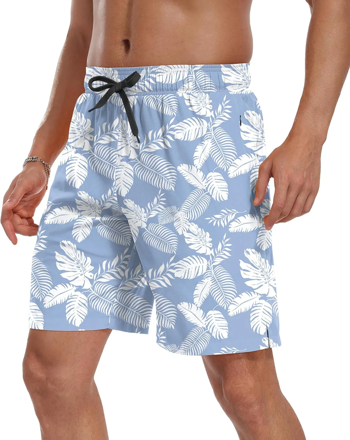 Sailwind Men Swim Trunks with Compression Liner 9" Beach Shorts Quick Dry with Zipper Pockets Board Shorts
