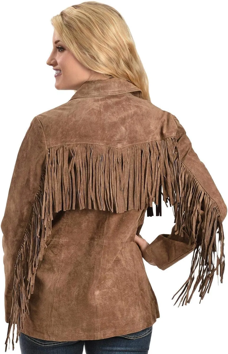 Scully Western Jacket Womens Leather Fringe Button Cinnamon F0_L74
