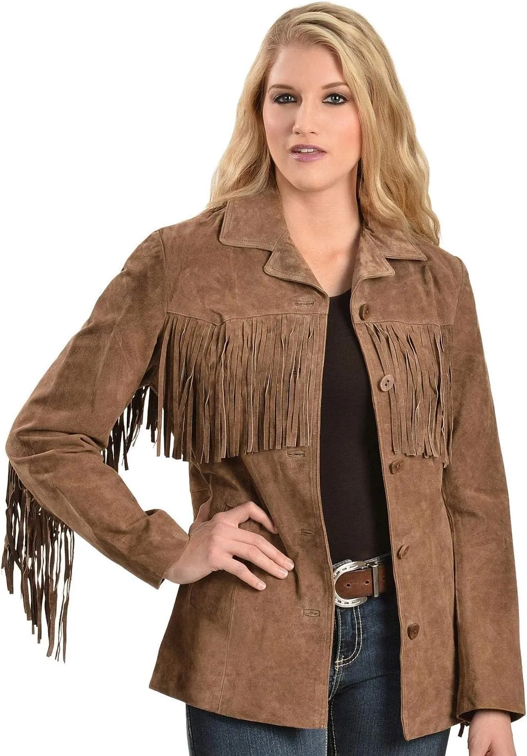 Scully Western Jacket Womens Leather Fringe Button Cinnamon F0_L74