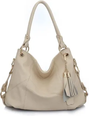 Shoulder Purse Large Work Commute Handbag Leather Top Handle with Tassel Tote for Women Hobo