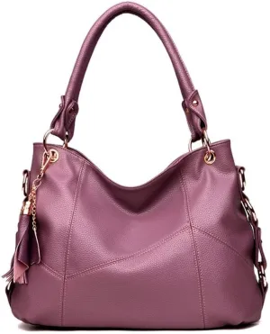 Shoulder Purse Large Work Commute Handbag Leather Top Handle with Tassel Tote for Women Hobo