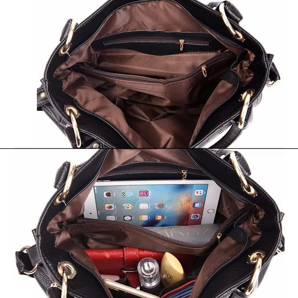 Shoulder Purse Large Work Commute Handbag Leather Top Handle with Tassel Tote for Women Hobo