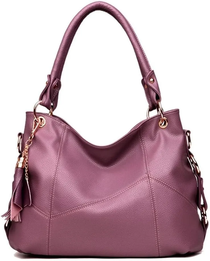 Shoulder Purse Large Work Commute Handbag Leather Top Handle with Tassel Tote for Women Hobo