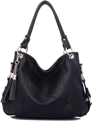 Shoulder Purse Large Work Commute Handbag Leather Top Handle with Tassel Tote for Women Hobo