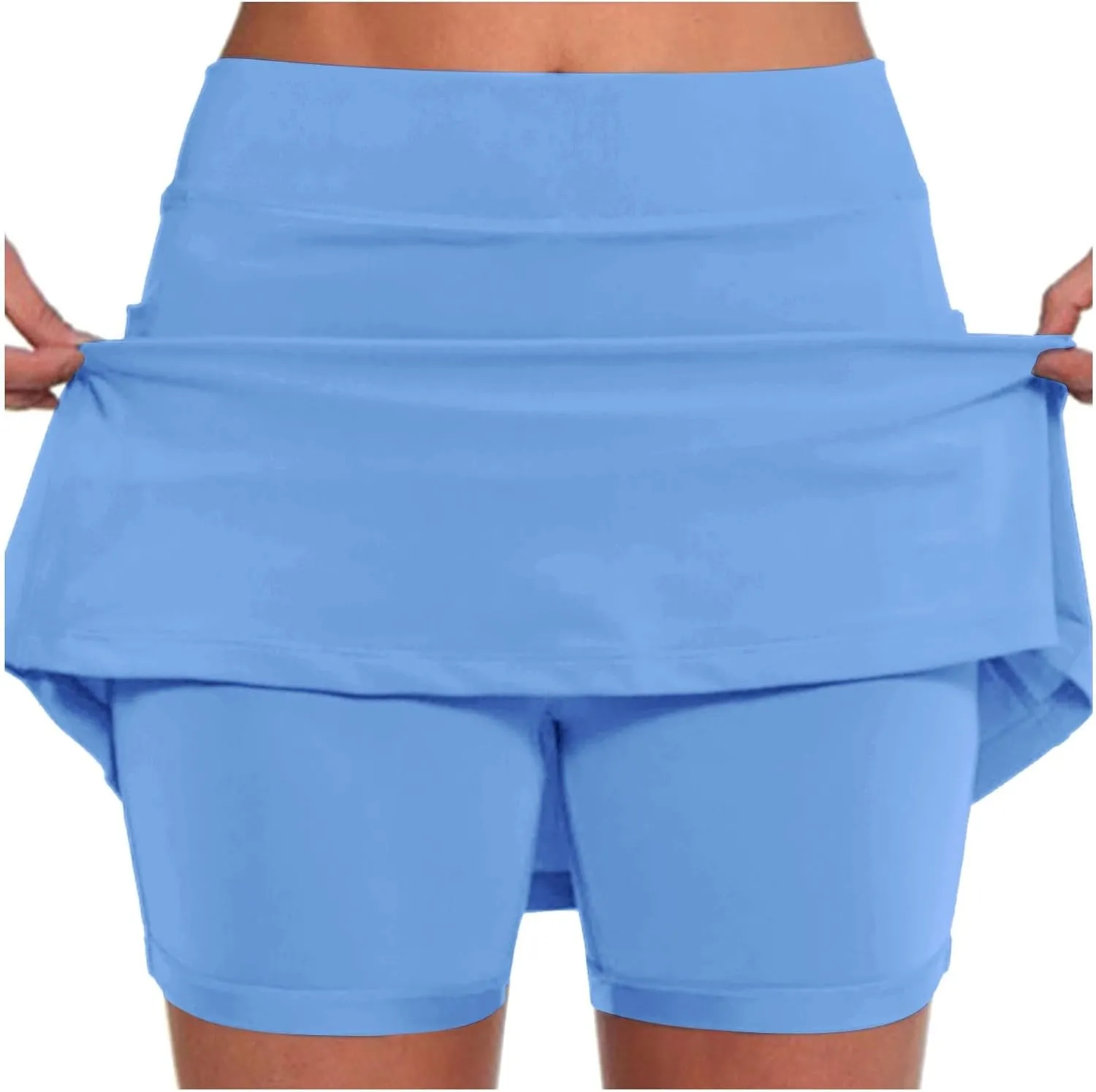 Skorts for Women with Pockets Casual Plus Size High Waist Tummy Control Athletic Skirts with Shorts Underneath