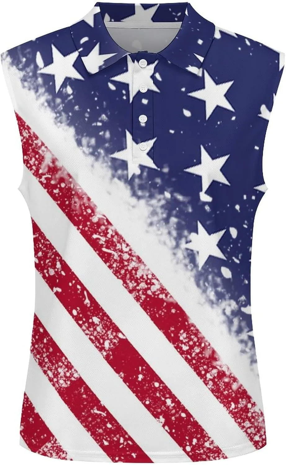 Sleeveless Shirts for Women American Flag V Neck Shirt Casual PO-LO Tank Top Pullover Quick Dry with Designs