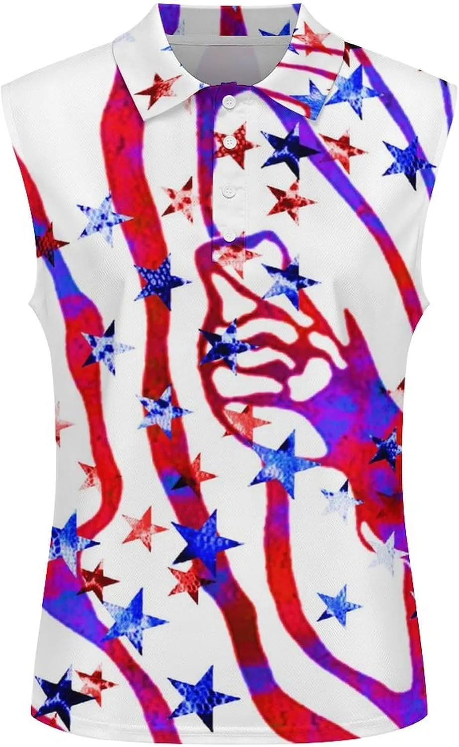 Sleeveless Shirts for Women American Flag V Neck Shirt Casual PO-LO Tank Top Pullover Quick Dry with Designs