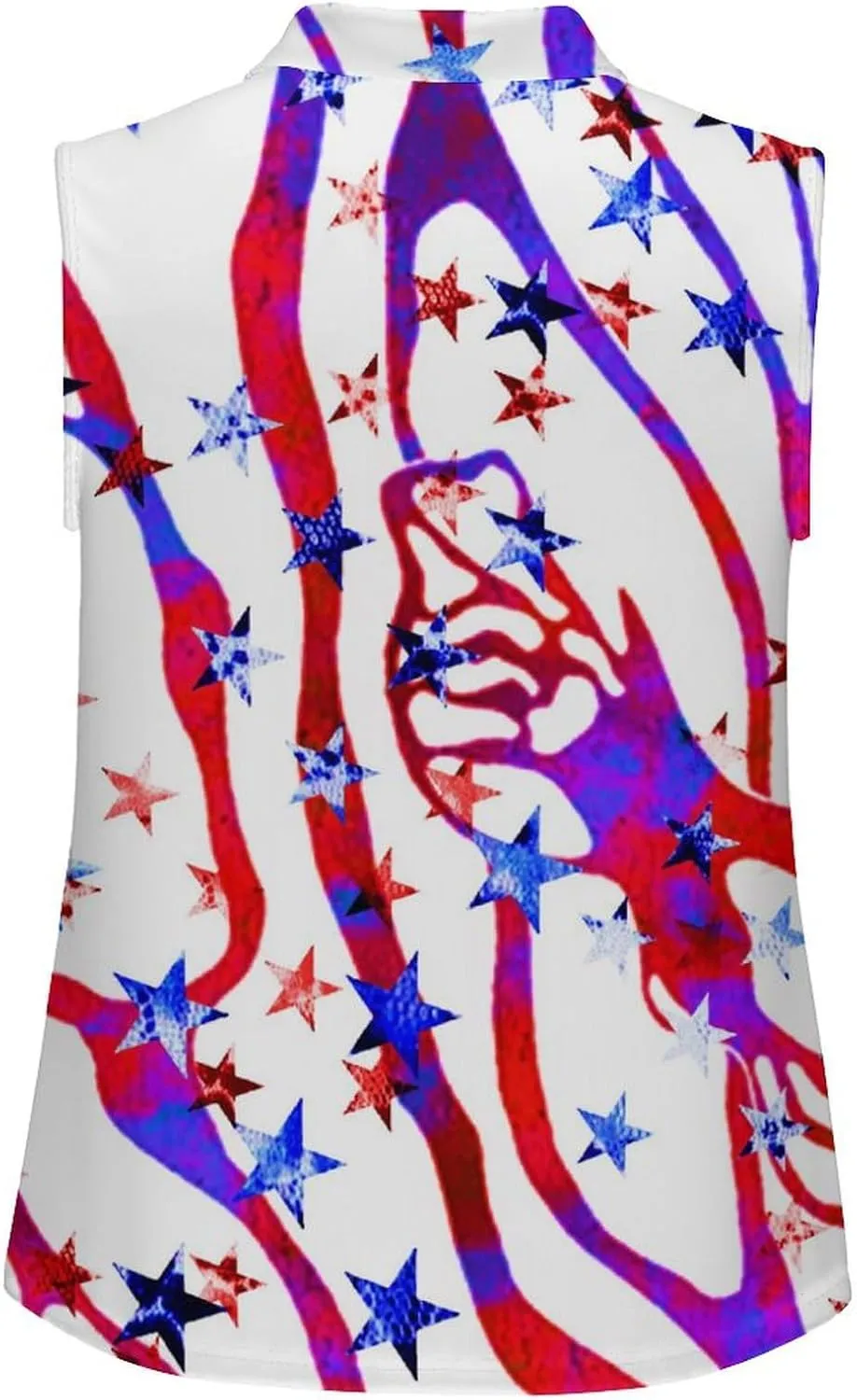 Sleeveless Shirts for Women American Flag V Neck Shirt Casual PO-LO Tank Top Pullover Quick Dry with Designs