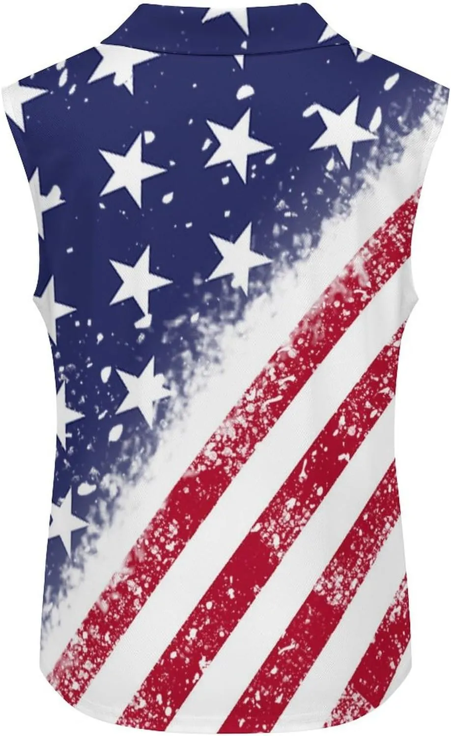 Sleeveless Shirts for Women American Flag V Neck Shirt Casual PO-LO Tank Top Pullover Quick Dry with Designs