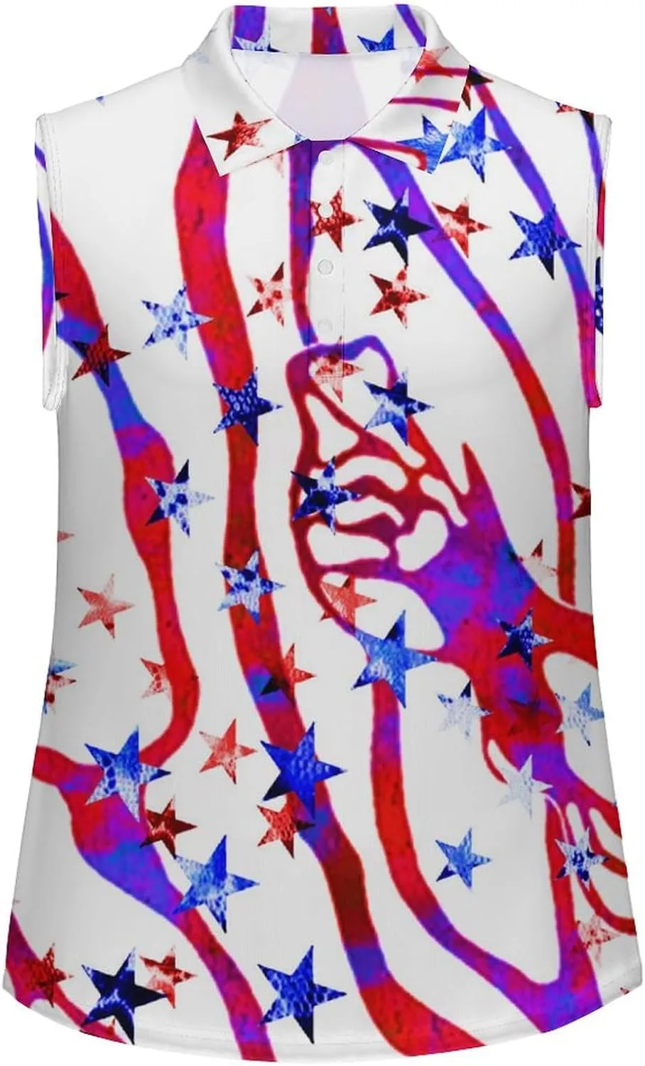 Sleeveless Shirts for Women American Flag V Neck Shirt Casual PO-LO Tank Top Pullover Quick Dry with Designs