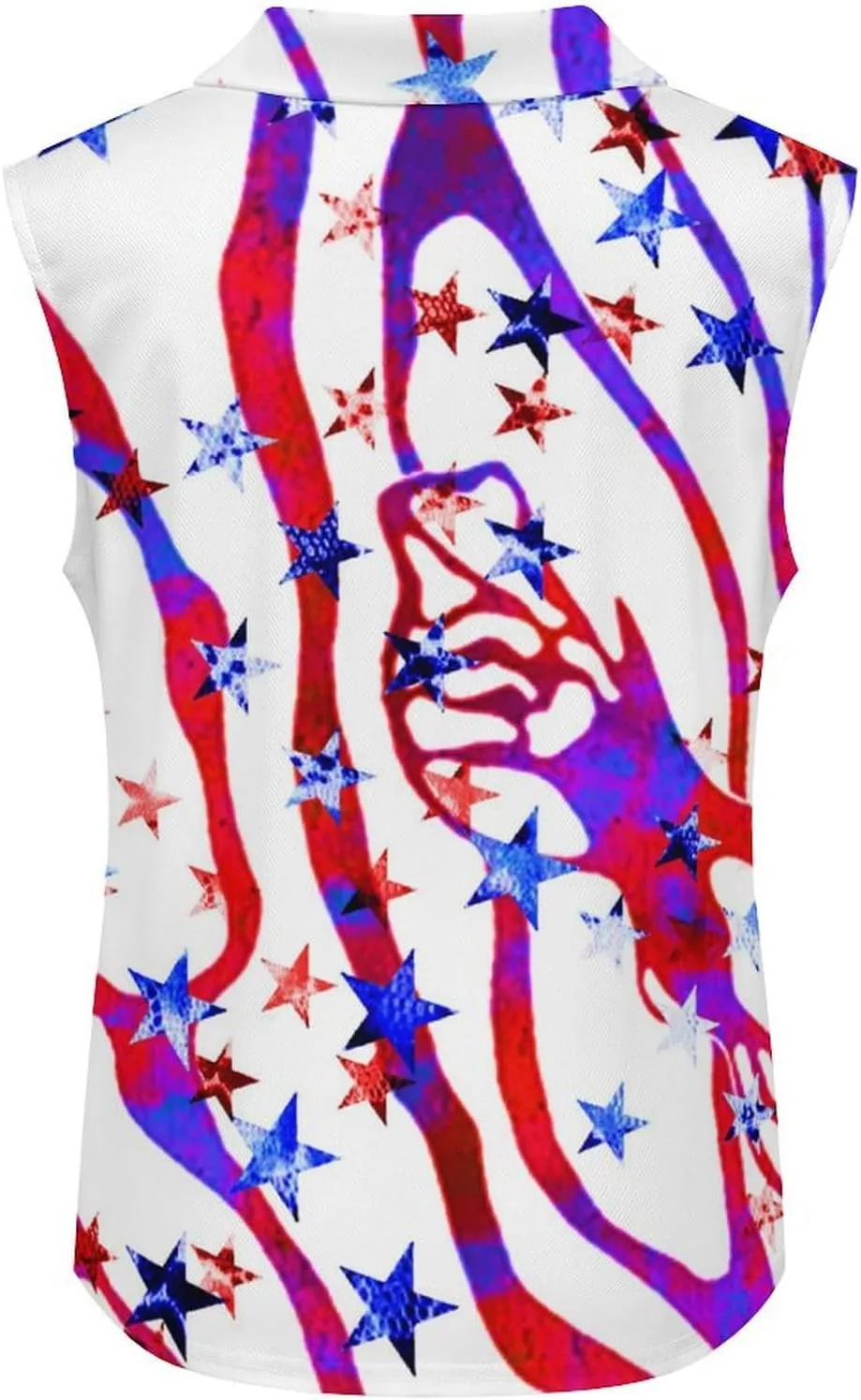 Sleeveless Shirts for Women American Flag V Neck Shirt Casual PO-LO Tank Top Pullover Quick Dry with Designs