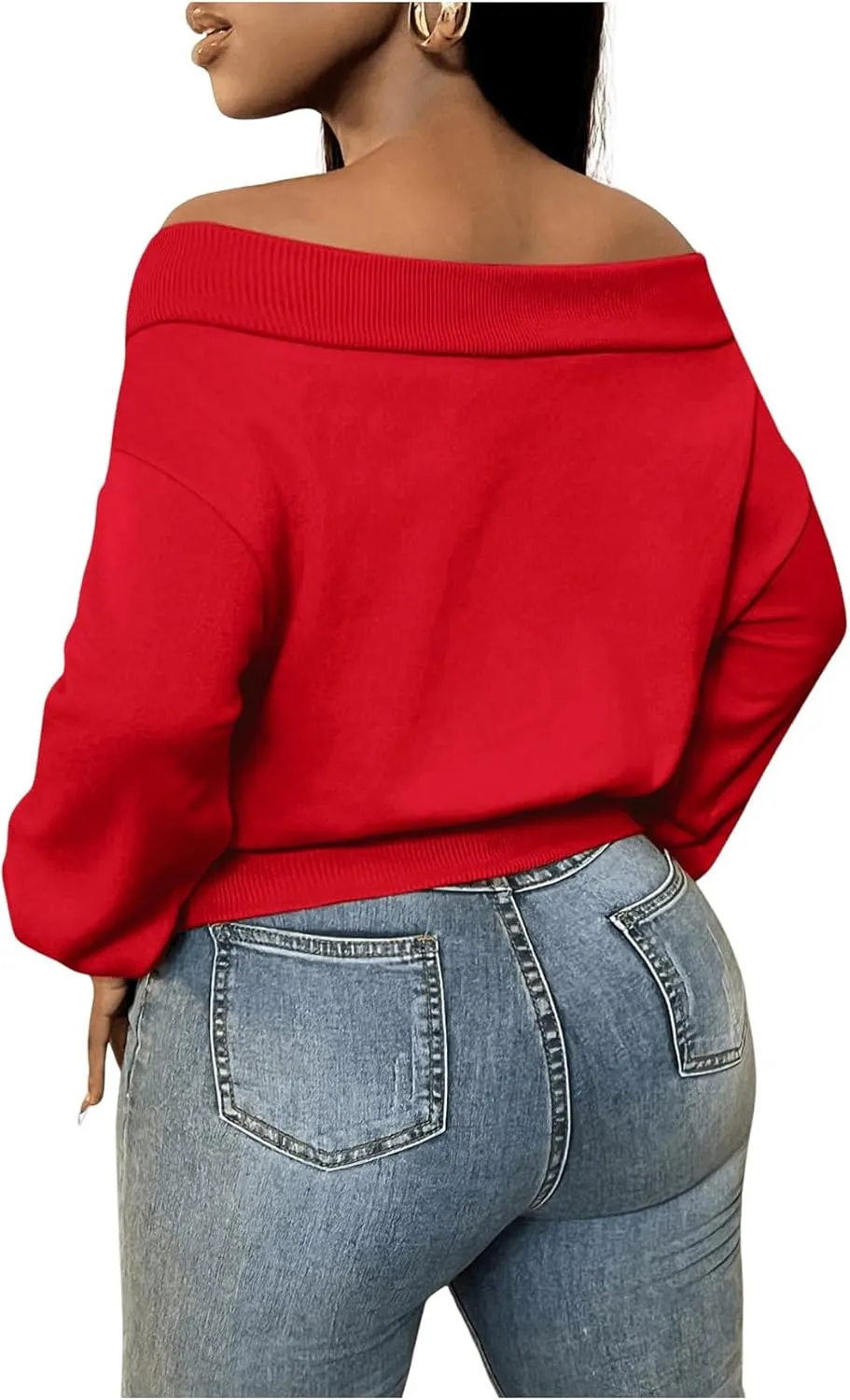 SOLY HUX Women's Letter Graphic Sweatshirt Off Shoulder Long Sleeve Cropped Pullover Top